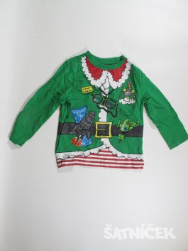 Triko dl.rukáv pro kluky zelené vánoční s obrázkem secondhand   
