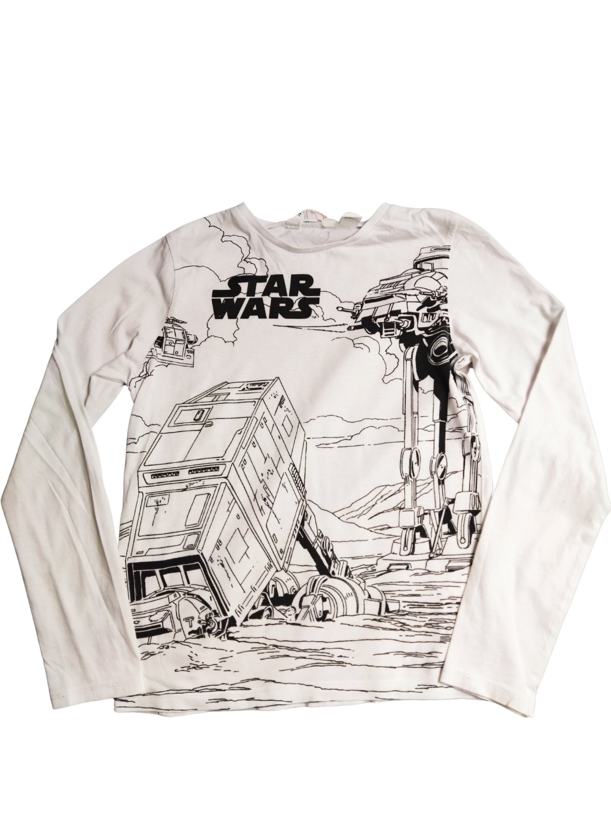 Bílé triko Star Wars s dlouhým rukávem secondhand H&M