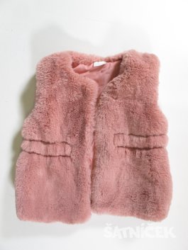 Chlupatá růžová vesta pro holky secondhand