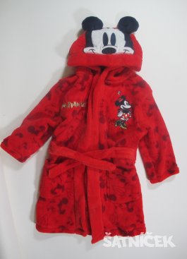 Červený župan pro kluky mickey secondhand