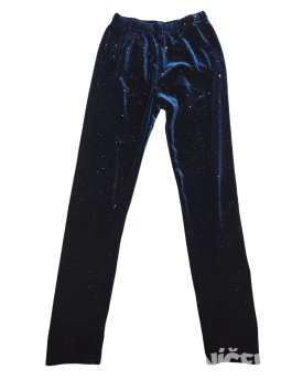 Tmavě modré semišové třpytivé kalhoty pro holky secondhand