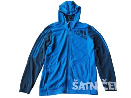 Modrošedá mikina s kapucí pro kluky Adidas