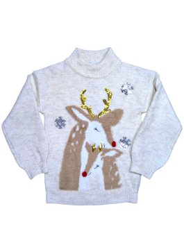 Světlý svetr s 3d obrázkem pro holky secondhand Primark