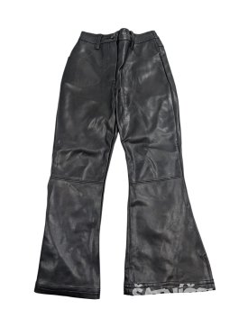 Černé koženkové zvonové kalhoty pro holky secondhand 